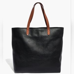 Madewell Black Tote with Brown Handles